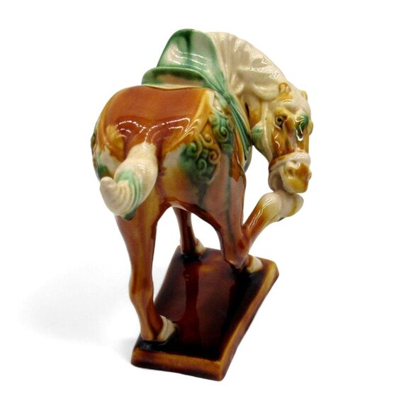 Vintage Tang Style Sancai Drip Glaze Ceramic Chinese War HORSE Figurine - Picture 6 of 10